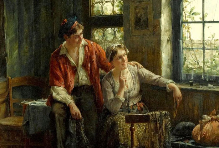 比利時畫家愛德華·安通·波蒂爾耶油畫作品，溫馨、超有愛的畫面，幸福感爆棚！