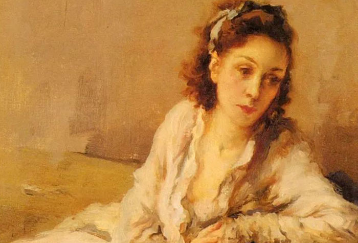 比利時畫家弗爾南多·圖森特，豐富和諧的色調，筆觸細膩的女性肖像