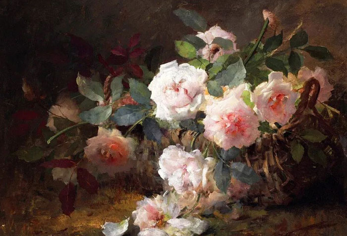 比利時藝術家弗朗斯·莫特爾曼斯，筆下的粉色月季玫瑰，尤其受人關注！