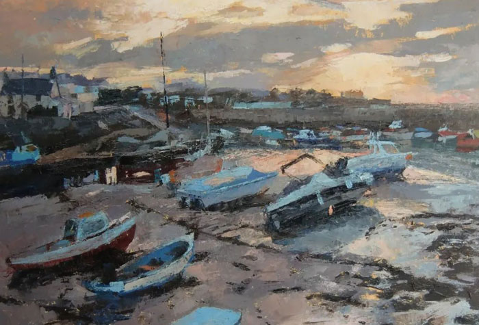 英國女畫家安妮·阿斯皮納爾油畫作品，色彩豐富，畫面厚重