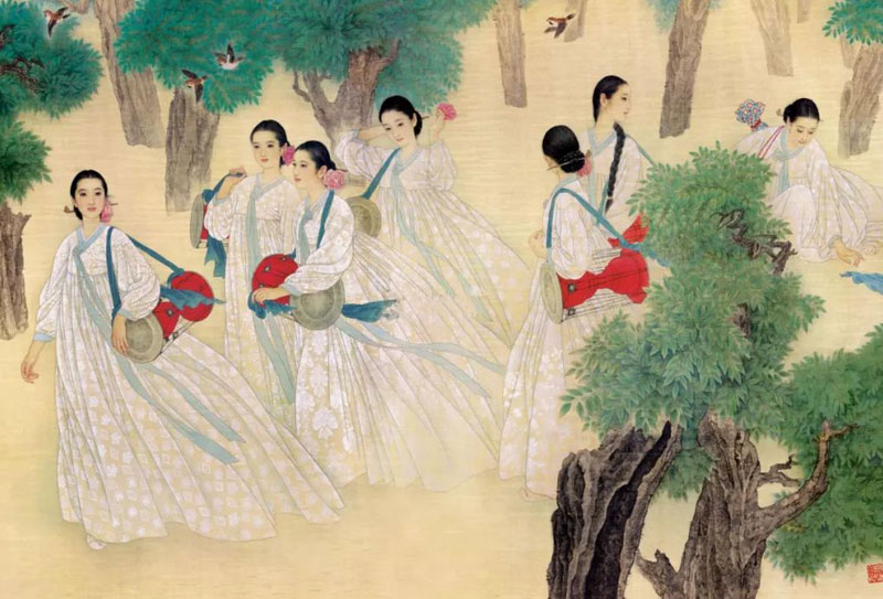 趙國經、王美芳夫妻倆畫的工筆仕女，美到極致！